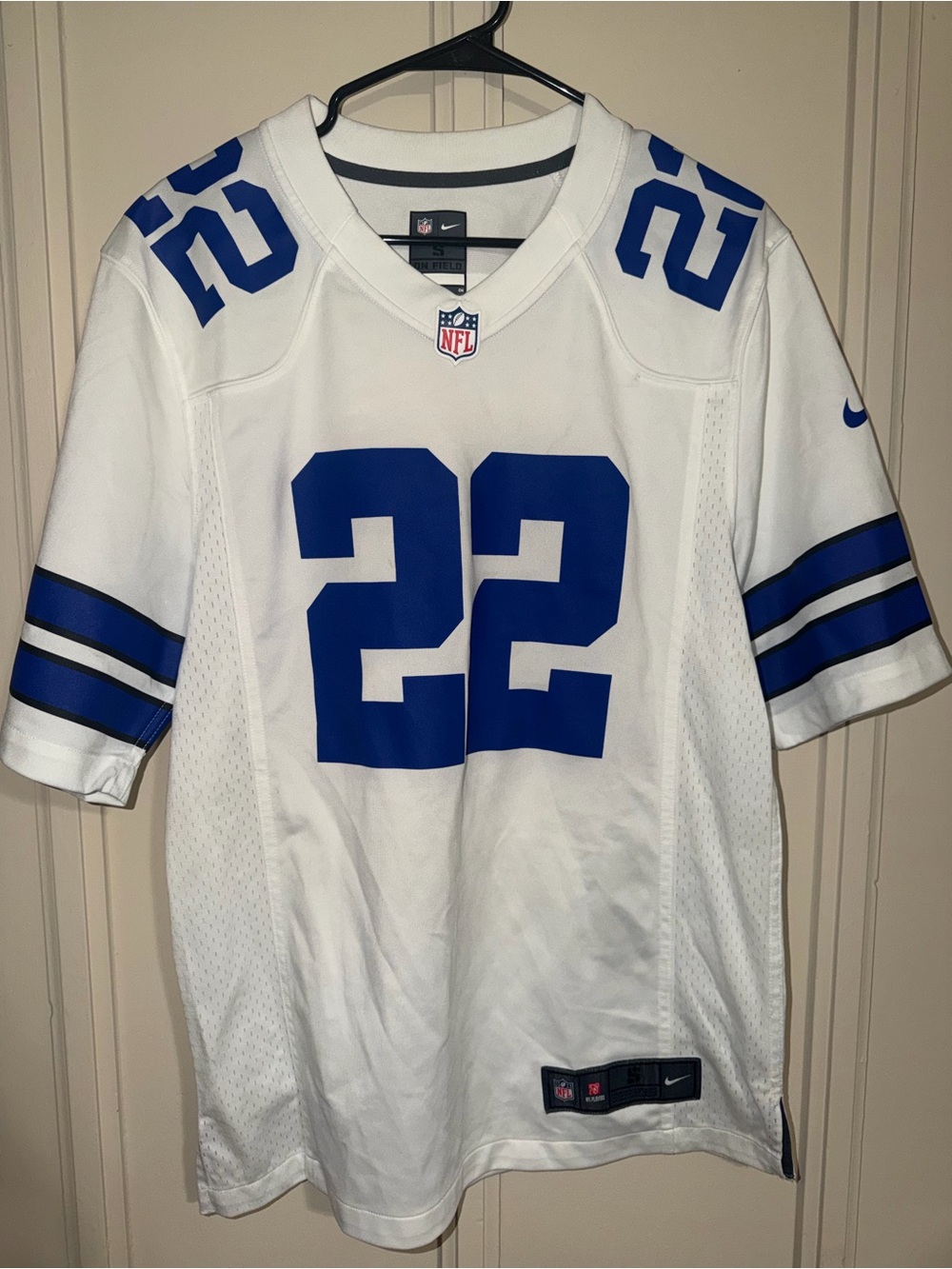 Nike White and Blue #22 Men’s Football Jersey